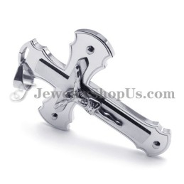 Pendentif Classique En Argent Et Titane Avec Croix De Jésus