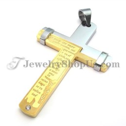 Élégant Pendentif Croix En Titane Doré Avec Strass
