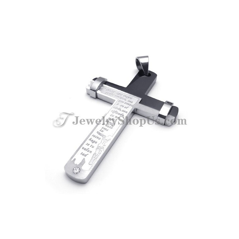 Superbe Pendentif Croix En Titane Noir Et Argent Superbe Pendentif Croix En Titane Noir Et Argent