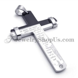 Superbe Pendentif Croix En Titane Noir Et Argent