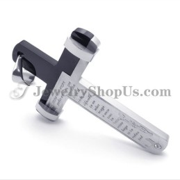 Superbe Pendentif Croix En Titane Noir Et Argent