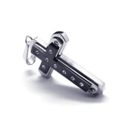 Collier Avec Pendentif Croix En Titane Pur Noir Pour Homme