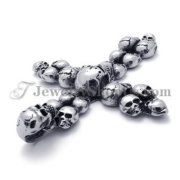 Pendentif Croix En Titane Avec Têtes De Mort Tendance