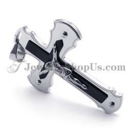 Pendentif Croix De Jésus Classique En Titane Noir