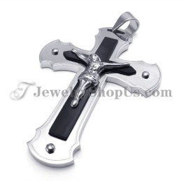 Pendentif Croix De Jésus Classique En Titane Noir