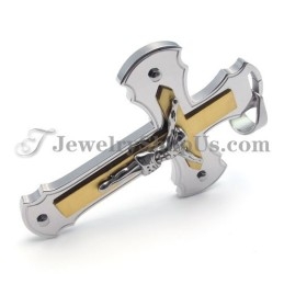 Pendentif Croix De Jésus Classique En Or Et Titane