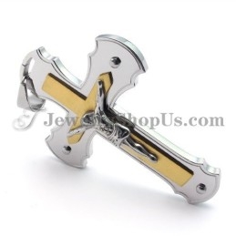 Pendentif Croix De Jésus Classique En Or Et Titane