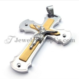 Pendentif Croix De Jésus Classique En Or Et Titane