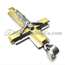 Pendentif Croix De Jésus En Titane Doré Tendance