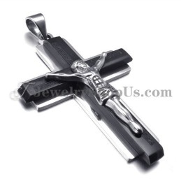 Pendentif Croix De Jésus En Titane Noir Tendance