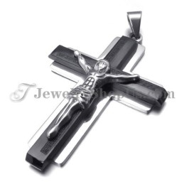 Pendentif Croix De Jésus En Titane Noir Tendance