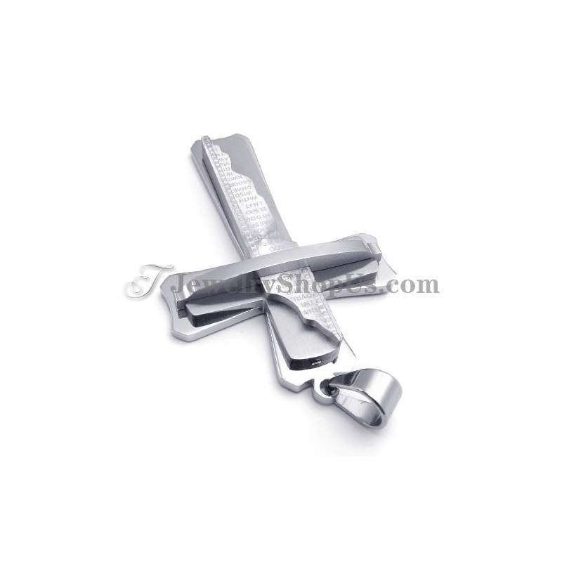 Magnifique Pendentif Croix En Argent Et Titane