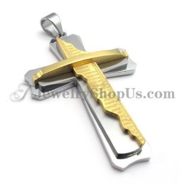 Magnifique Pendentif Croix En Titane Doré