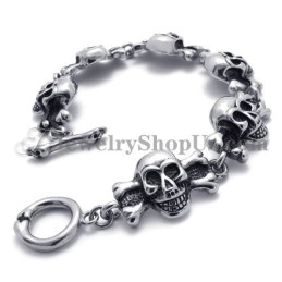 Bracelet Tendance En Titane Avec Têtes De Mort