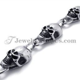 Bracelet En Titane Avec Têtes De Mort Tendance