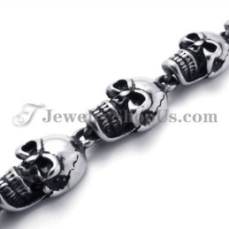 Bracelet Élégant En Titane Avec Têtes De Mort