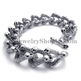 Bracelet Tendance En Titane Avec Têtes De Mort