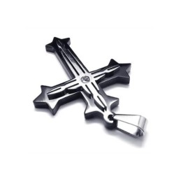 Collier Avec Pendentif Croix En Titane Pur Noir Pour Homme (Neuf)