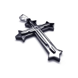 Collier Avec Pendentif Croix En Titane Pur Noir Pour Homme (Neuf)