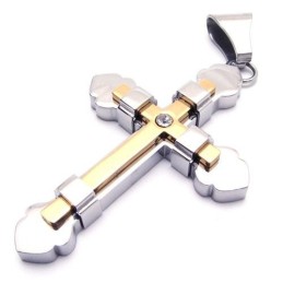 Collier Avec Pendentif Croix En Titane Pur Doré Pour Homme (Neuf)