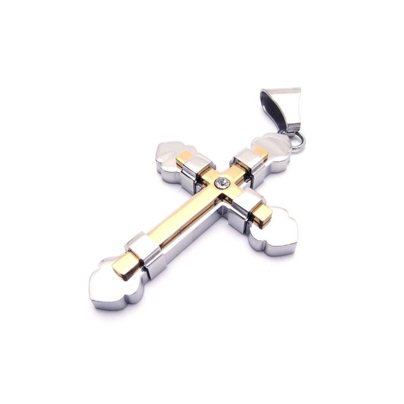 Collier Avec Pendentif Croix En Titane Pur Doré Pour Homme (Neuf)