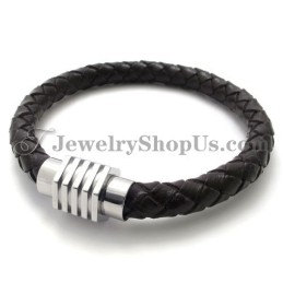 Bracelet Tendance En Titane Avec Cuir