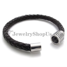 Bracelet Tendance En Titane Avec Cuir
