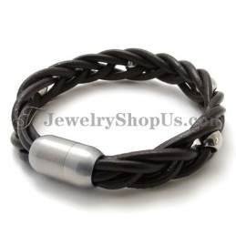Bracelet Tendance En Cuir Et Titane