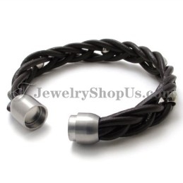 Bracelet Tendance En Cuir Et Titane