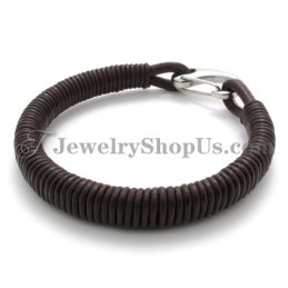 Bracelet Tendance En Cuir Et Titane