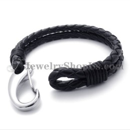 Bracelet Élégant En Cuir Et Titane