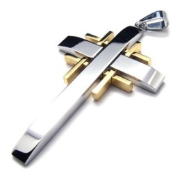 Collier Avec Pendentif Croix En Titane Pur Pour Homme (Neuf)