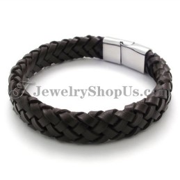 Superbe Bracelet En Cuir Et Titane