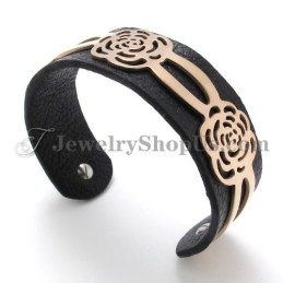 Superbe Bracelet En Cuir Et Titane