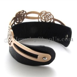 Superbe Bracelet En Cuir Et Titane
