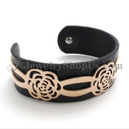 Superbe Bracelet En Cuir Et Titane