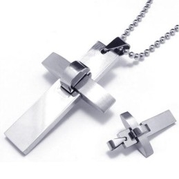 Collier Avec Pendentif Croix En Titane Pur Et Argent Pour Homme Et Garçon