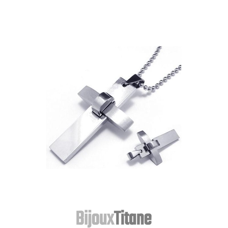 Collier Avec Pendentif Croix En Titane Pur Et Argent Pour Homme Et Garçon Collier Avec Pendentif Croix En Titane Pur Et Argent Pour Homme Et Garçon