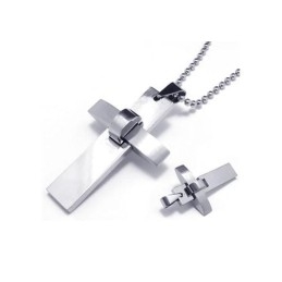 Collier Avec Pendentif Croix En Titane Pur Et Argent Pour Homme Et Garçon