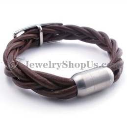 Bracelet Tendance En Cuir Titane Marron