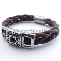 Bracelet Tendance En Cuir Titane Marron