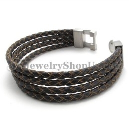 Bracelet Élégant En Cuir Et Titane