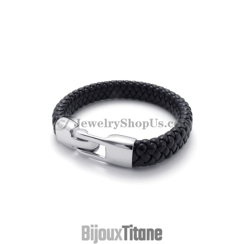 Superbe Bracelet En Titane Noir Et Cuir Superbe Bracelet En Titane Noir Et Cuir