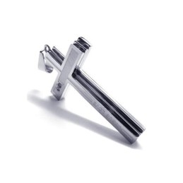 Collier Avec Pendentif Croix En Titane Pur Et Argent Pour Homme (Neuf)