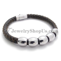 Bracelet Tendance En Cuir Et Titane