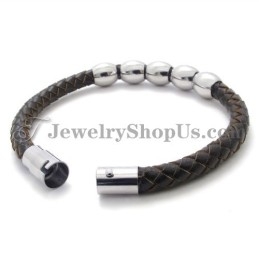 Bracelet Tendance En Cuir Et Titane