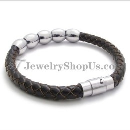 Bracelet Tendance En Cuir Et Titane