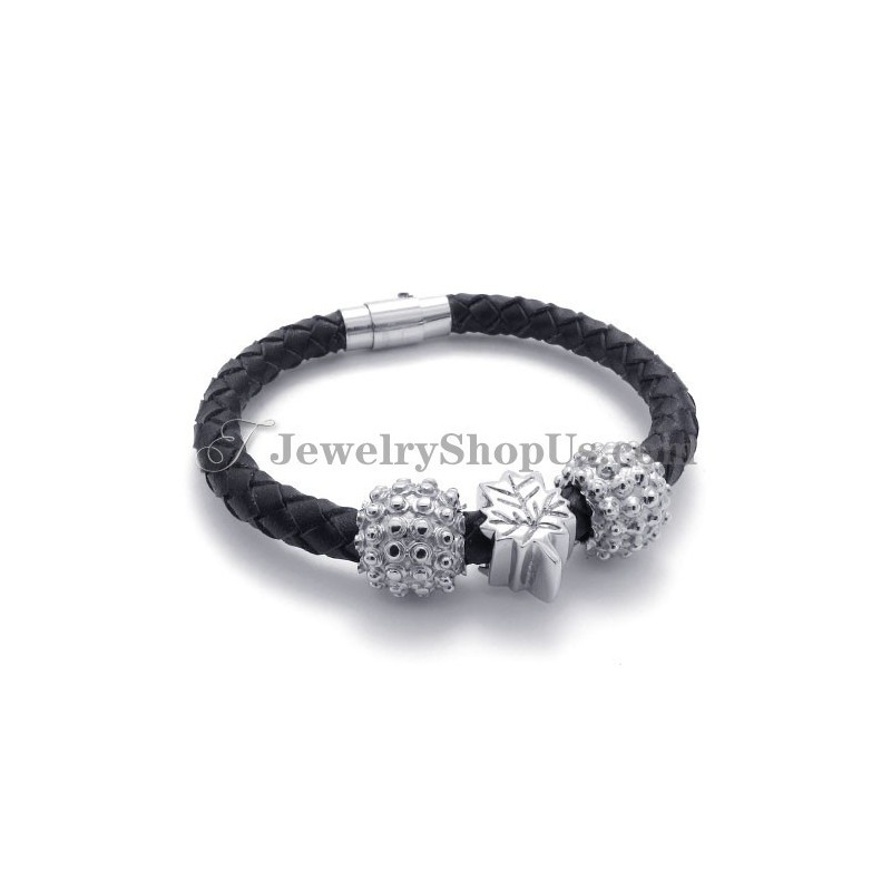 Bracelet En Titane Noir Et Cuir Bracelet En Titane Noir Et Cuir