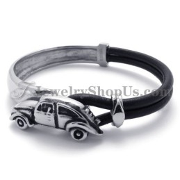 Bracelet Élégant En Cuir Avec Titane
