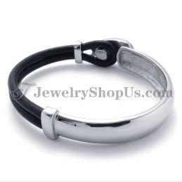 Bracelet Élégant En Cuir Avec Titane